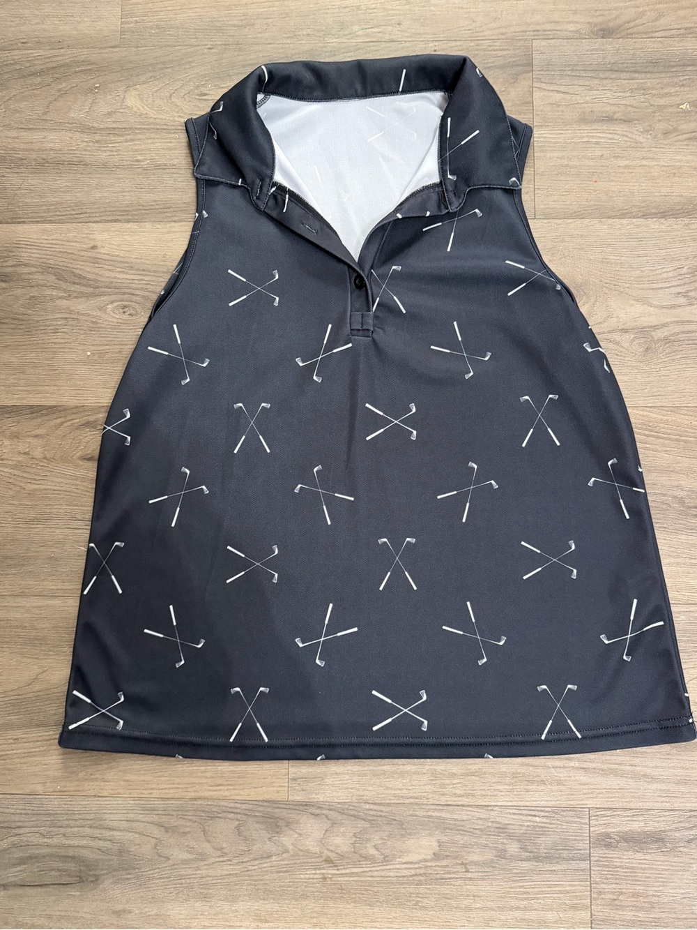 Women's Large Sleeveless Golf Polo Golf Club Print Athletic Top